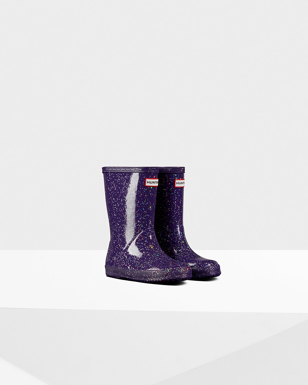 Hunter Original First Giant Glitter Rain Boots - Store Kids Blue Purple - UXQYGD351